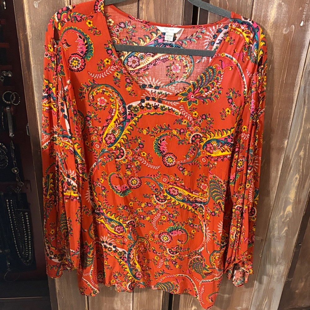 Floral Paisley V-Neck Blouse